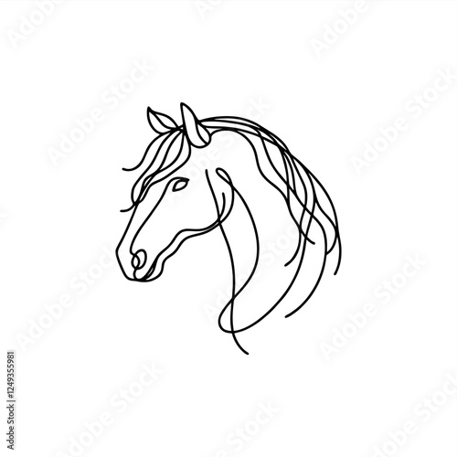 oneline art monoline vector horse head logo	
