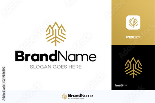 House Royal Oak logo design, real estate monogram design, monoline style symbol, modern simple forest vector templates.
