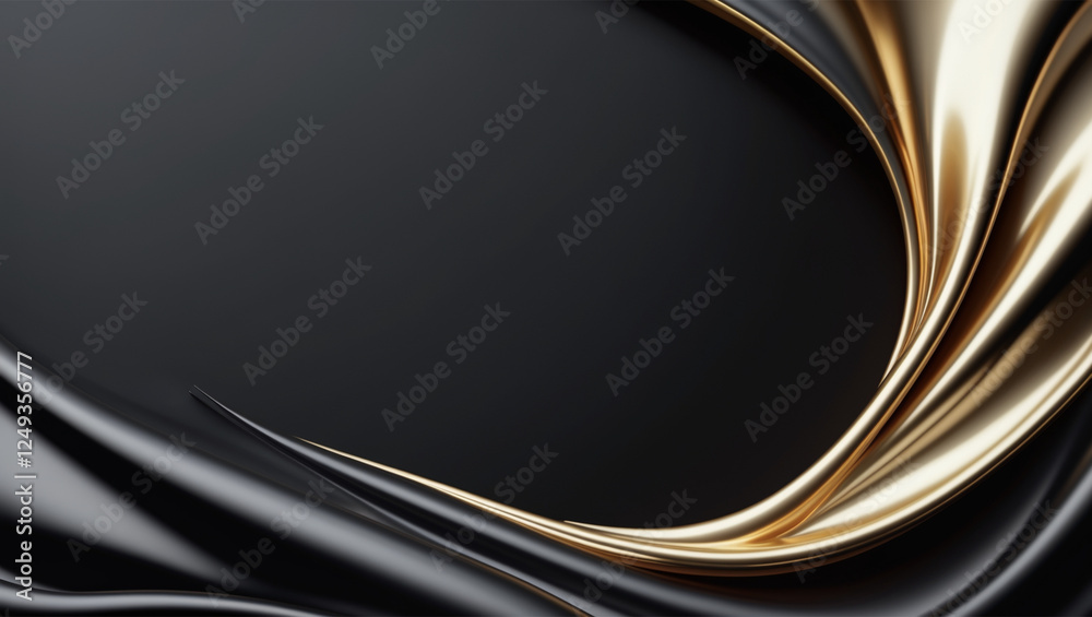 Obraz premium Elegant Black and Gold Abstract Background with Flowing Metallic Waves