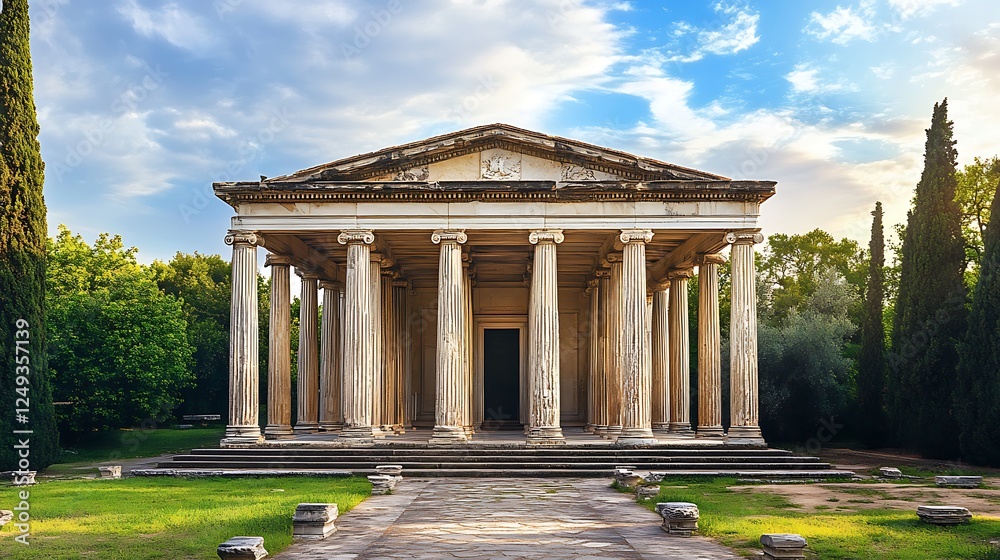 Fototapeta premium The Majestic Temple of Hephaestus: A Glimpse into Ancient Greece