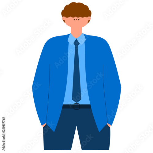 businessman putting his hand in his pocket flat vector illustration