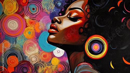 Vibrant Portrait of a Black Woman with Colorful Abstract Background