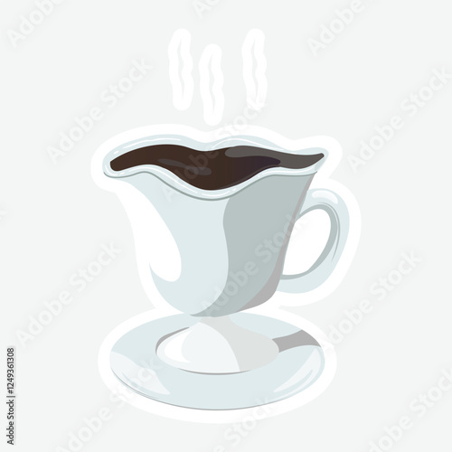 Steaming Coffee Cup Sticker - Vector Illustration. Charming vector sticker of a steaming coffee cup, perfect for cafes, blogs, and digital designs. Adds a cozy touch to any project