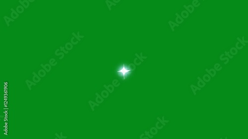 Twinkle star glitter sparkle, white cartoon, flat, vector, doodles style stars blinking. Star twinkling, sparkle star animation, light effect on transparent green background. 4k animation