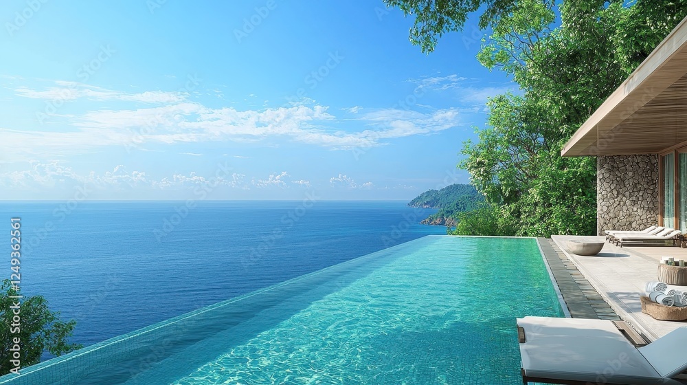 Fototapeta premium Beachfront Resort Pool with Ocean View