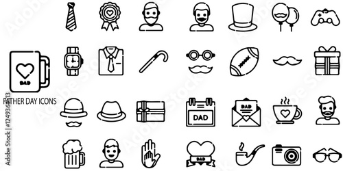 Father day simple concept 28 icons set. Contains such  logo, love for fathers .Vector illustration.