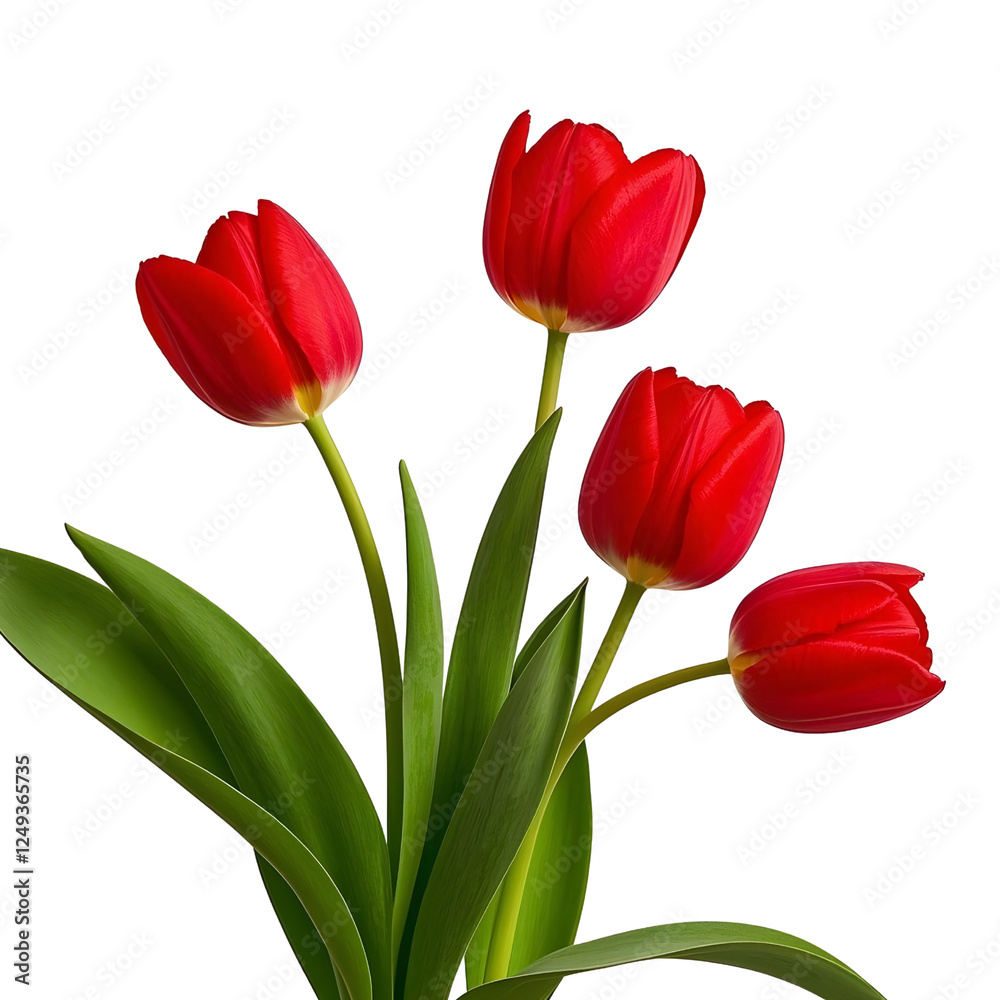 Bouquet of red tulips isolated on a transparent background Bouquet of red tulips isolated on a transparent background