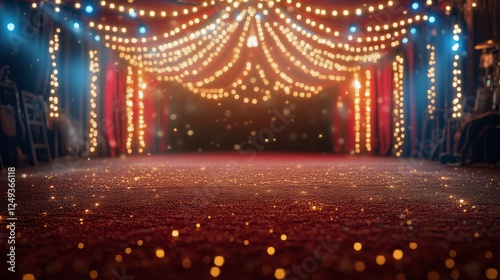 Magical event venue illuminated by string lights during nighttime celebration