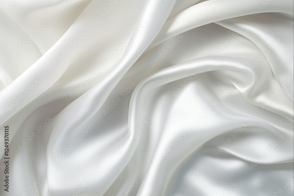 Obraz premium Silky Smooth White Satin Fabric. Elegant and Luxurious Silky Background with Wavy Shiny Texture for Extravagant Presentations