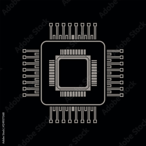 Microchip Design, Integrated Circuit Diagram, Computer Processor Schematic