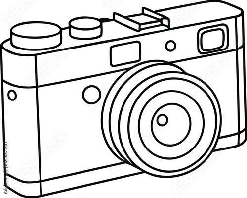 one line drawing of a vintage camera

