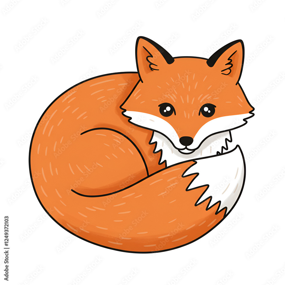 Obraz premium Playful Fox Curled Up in a Cozy Ball of Fur