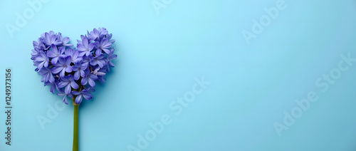 Heart-Shaped Spring Hyacinth Flowers Card for International Women's Day Celebrations on a Soft Blue Background