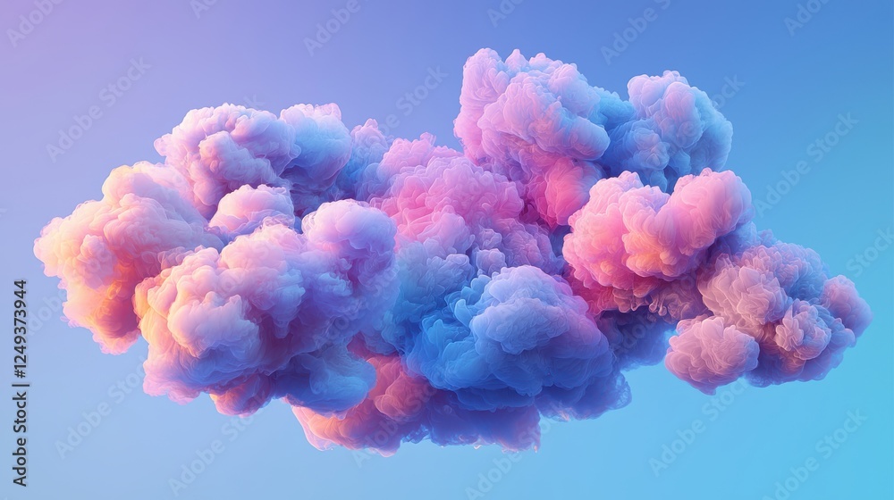 Fototapeta premium Colorful cloud of pink and blue smoke swirling in the air creating an abstract background