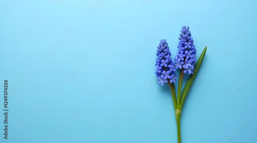Naklejka premium Heart-Shaped Spring Hyacinth Flowers Card for International Women's Day Celebrations on a Soft Blue Background