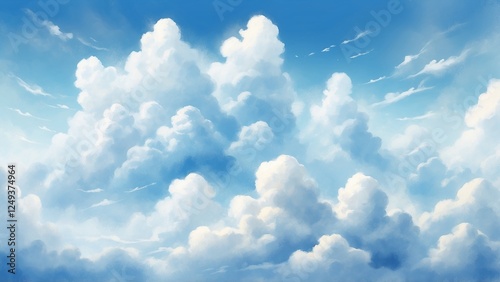 Ethereal watercolor clouds background, dreamy soft whites and light blues for deep meditation