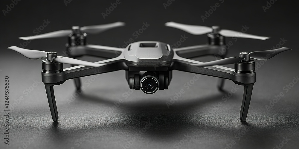 High-performance drone captured in a detailed view showcasing its sleek design and advanced camera functionality High-performance drone captured in a detailed view showcasing its sleek design and advanced camera functionality