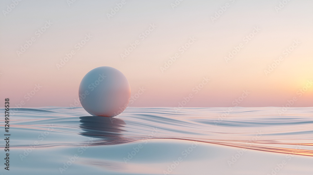 Egg on Water at Sunset: A single, large white egg rests gently on the surface of calm ocean water, as the sun sets creating a serene and pastel sky. Egg on Water at Sunset: A single, large white egg rests gently on the surface of calm ocean water, as the sun sets creating a serene and pastel sky.
