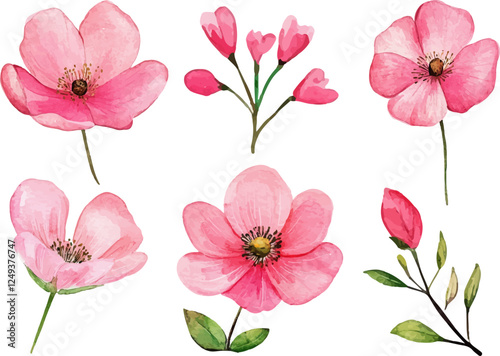 seamless pattern of pink flowers