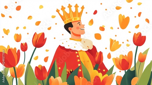 Celebrating Kings Day with Joyful Festivities - Multilingual Translation Image