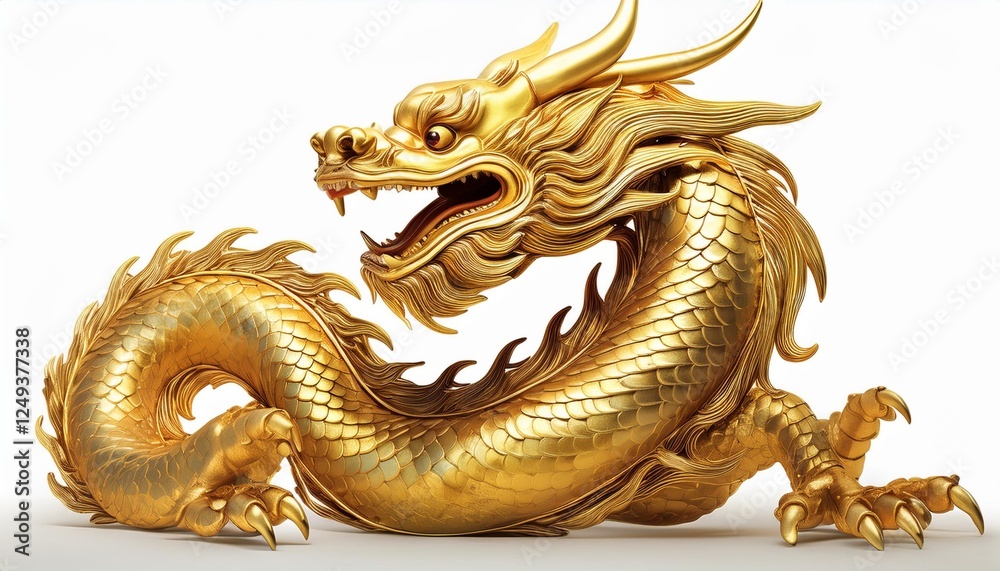 Fototapeta premium golden dragon on white