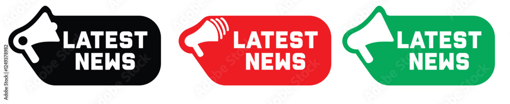 Latest news with megaphone. Breaking and live news. Announce loudspeaker icons. Vector illustration. Latest news with megaphone. Breaking and live news. Announce loudspeaker icons. Vector illustration.