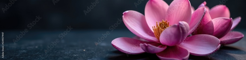 Delicate pink magnolia petals unfolding on a dark surface, Flowers, Nature, Botanical Delicate pink magnolia petals unfolding on a dark surface, Flowers, Nature, Botanical