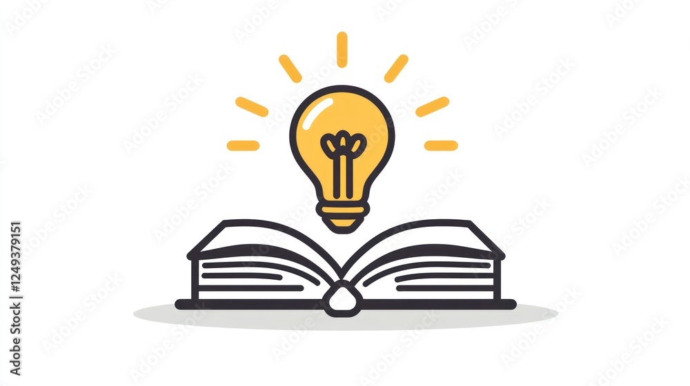 Open book with lightbulb, illustration, idea, learning, education Open book with lightbulb, illustration, idea, learning, education