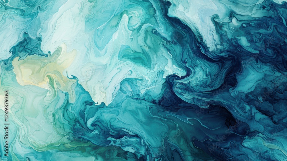 Abstract painting featuring blue and green colors with dynamic brush strokes and texture Abstract painting featuring blue and green colors with dynamic brush strokes and texture