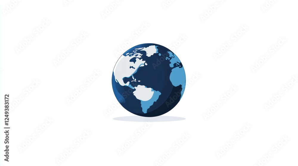 Simple Earth Globe Graphic, Flat Design, World Map Simple Earth Globe Graphic, Flat Design, World Map