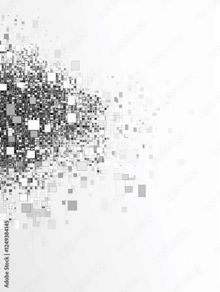 Fototapeta premium Silver colored flat digital pixel art modern design isolated on white