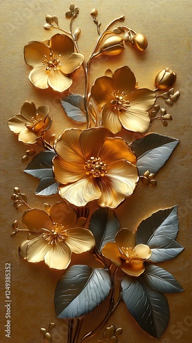 Creative floral golden 3D luxury pattern design