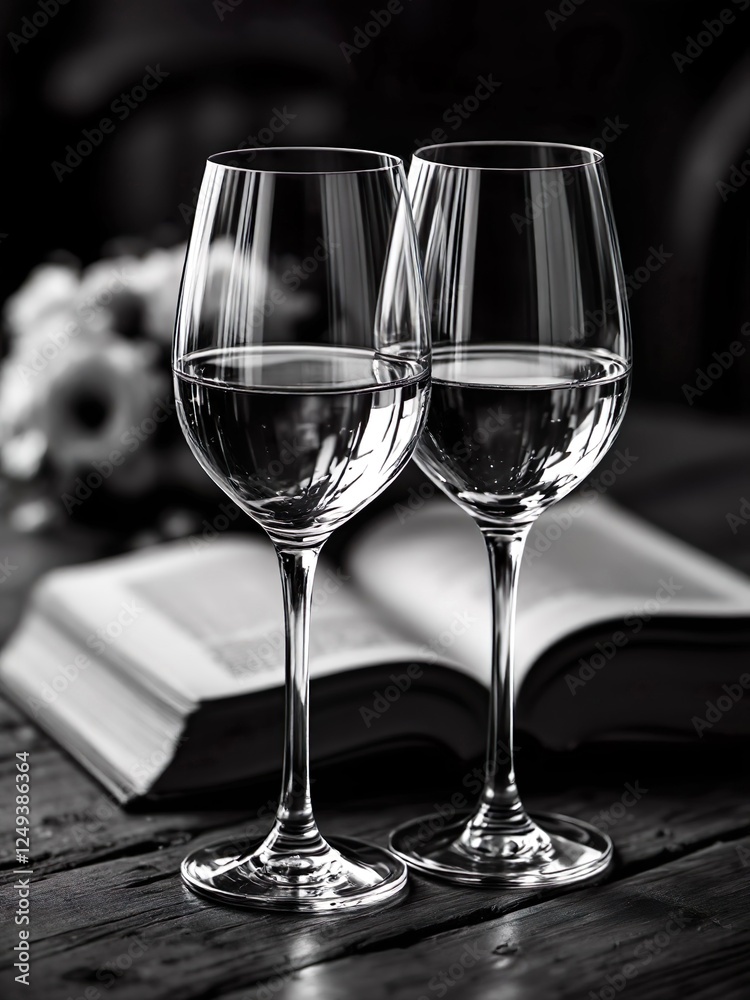 Wine glasses on a black background. Valentine's Day Wine glasses on a black background. Valentine's Day