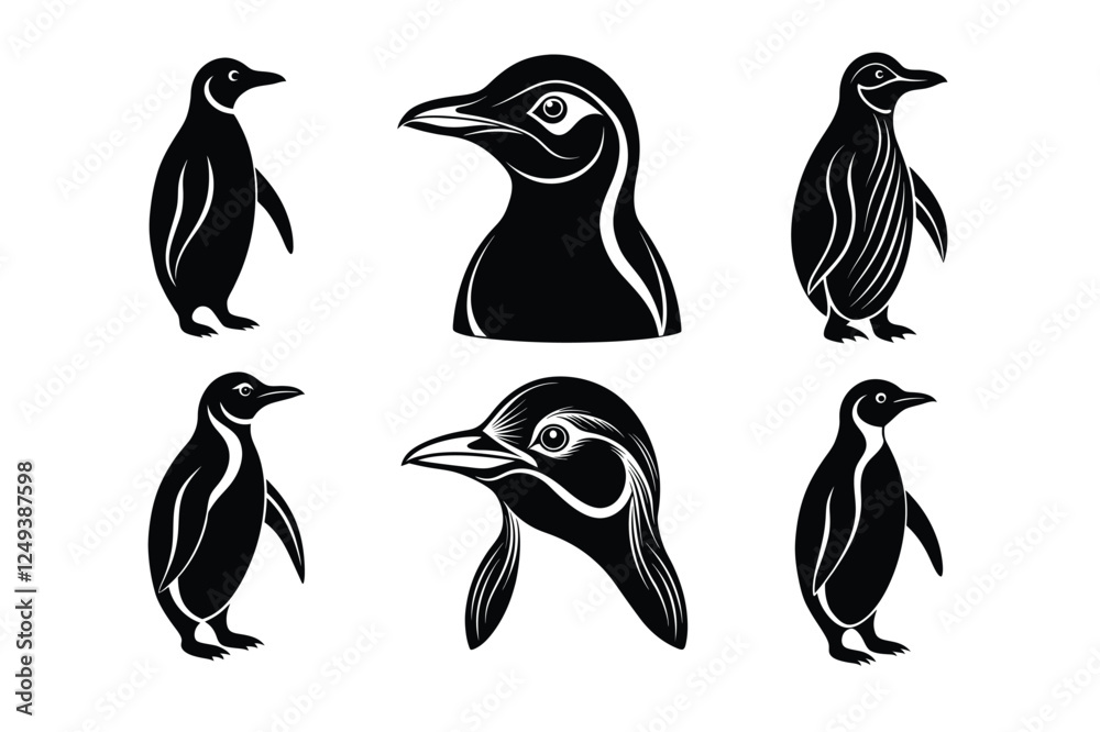Naklejka premium 6-Bundle penguin Silhouettes Design