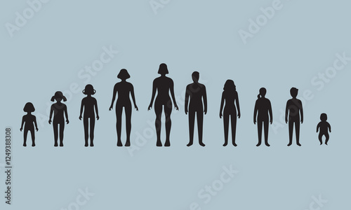 Women's  Silhouette illustration person, man, woman, illustration, adult, vector, outline, standing, young adult, businessman, business, group of people, black color, in silhouette, businesswoman, com