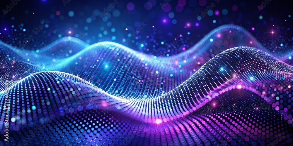 Abstract Colorful Wave Pattern with Glittering Lights and Bokeh Effects Abstract Colorful Wave Pattern with Glittering Lights and Bokeh Effects