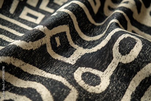 Intricate fabric showcasing traditional patterns with a modern twist in close...