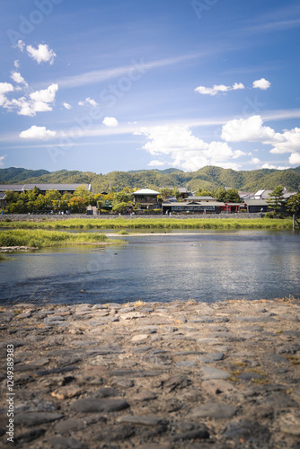 landscape with river and blue sky