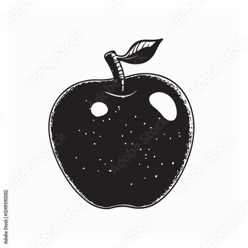 Apple fruit Vector Image. Black and white Apple Fruit Vector Illustration