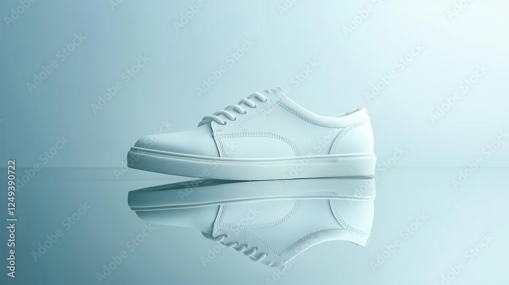 White sneakers placed on a solid blue background for a clean and modern look White sneakers placed on a solid blue background for a clean and modern look
