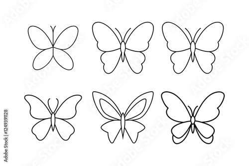 Photography Set of a butterfly line art simple vector design
