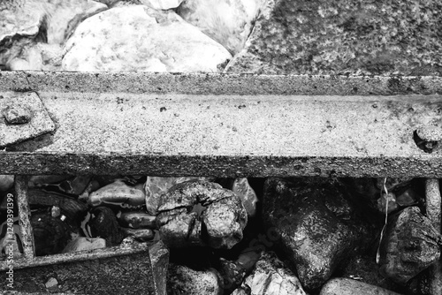 old rusty metal in black and white