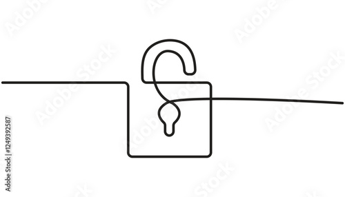 lock continuous one line drawing single line