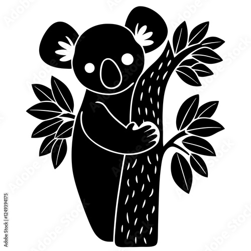 Photography A koala hugging a tree