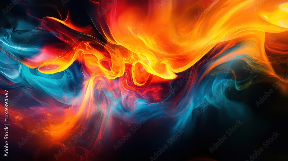 Abstract colorful smoke background with swirling patterns in various vibrant colors Abstract colorful smoke background with swirling patterns in various vibrant colors