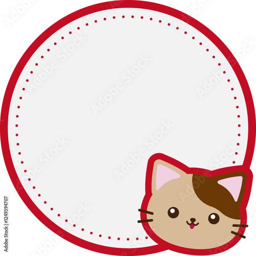 かわいい猫のフレーム　赤