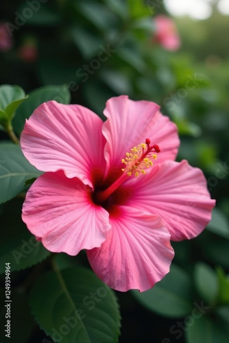 Delicate pink hibiscus flower petals unfolding, floral, pink, delicate