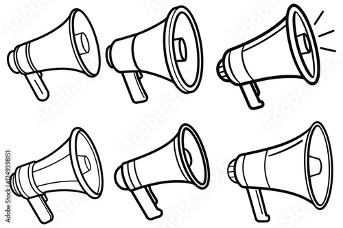 simple bullhorn icon line art vector silhouette