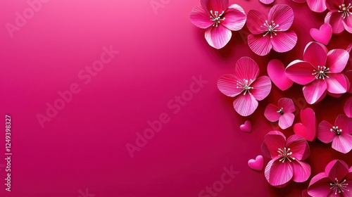 Vibrant Pink Flowers on Gradient Background for Artistic Purposes