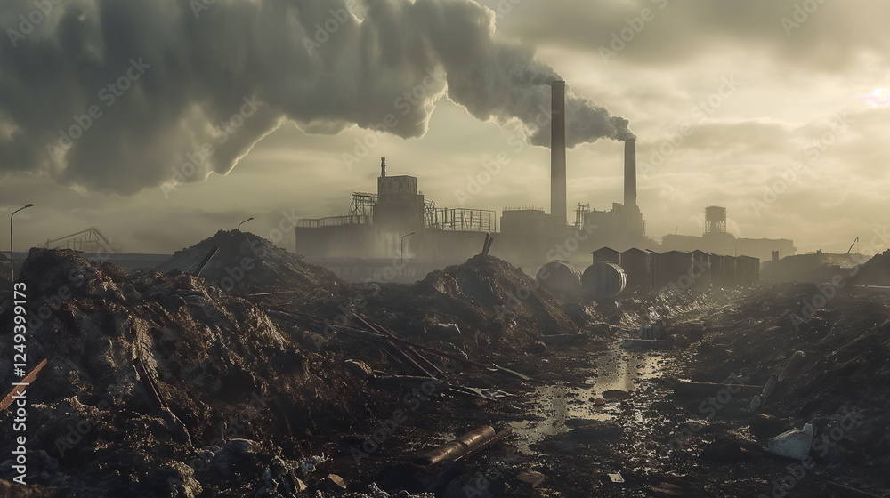Fototapeta premium The waste heap against the backdrop of industrial _004